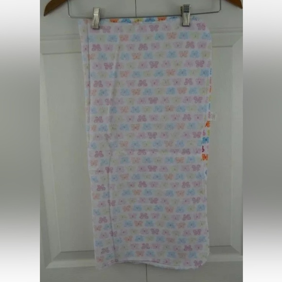 Cudlie Butterfly Flannel Baby Blanket Receiving White Pink Blue Orange Lovey - Picture 6 of 6